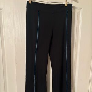 Vintage NWT Adrienne Vittadini Black Workout Pants with Blue Pinstripe Accent